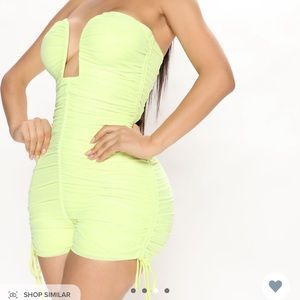 Megan mesh romper , neon yellow romper fashionnova